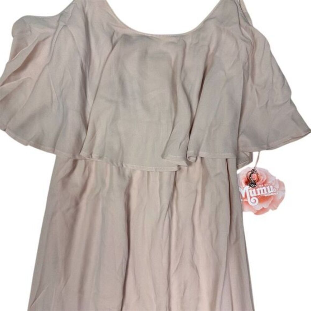 NWT Show Me Your Mumu Caitlin Ruffle Maxi Dress XS Dusty Blush Crisp Formal‎ - Picture 4 of 11